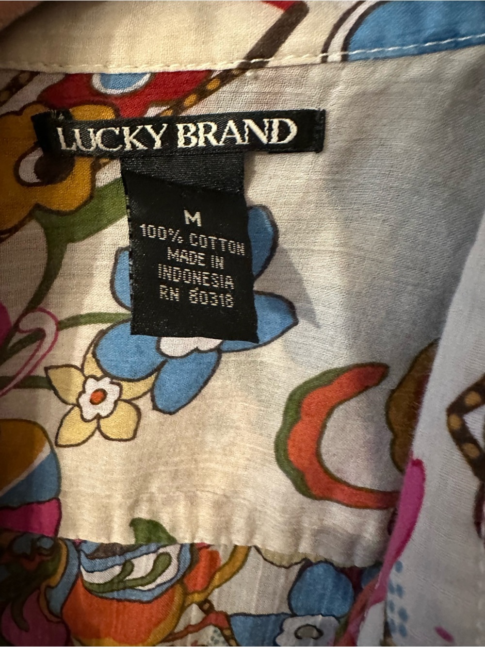 Lucky Brand Cream Button-Down Shirt with Multicolor Floral Print - Picture 2 of 5